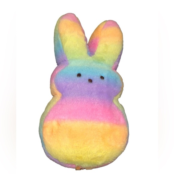 Peeps easter large bunny rainbow pastel rabbit plush 17” multicolor stuffed - Picture 1 of 4